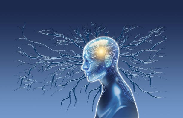 deep learning cyborg with artificial neural network neurons illustration